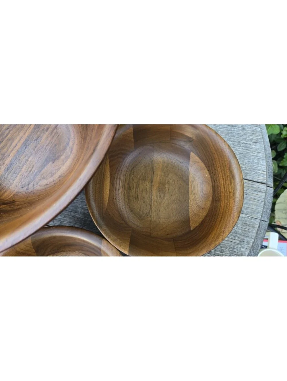 Kustom Kraft Solid Black Walnut Salad Bowl Set 6pcs Serving Bowl 5 Salad Bowls